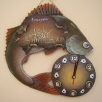 Часы керамика Астрахань с рыбой