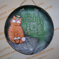 Казанский рыжий кот, тарелка, керамика с символикой города